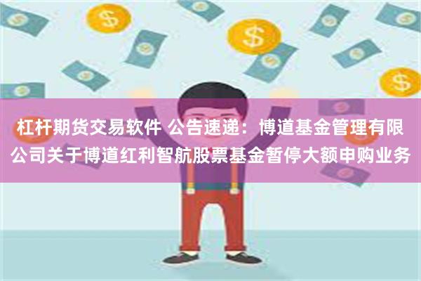 杠杆期货交易软件 公告速递：博道基金管理有限公司关于博道红利智航股票基金暂停大额申购业务