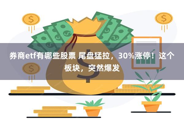 券商etf有哪些股票 尾盘猛拉，30%涨停！这个板块，突然爆发